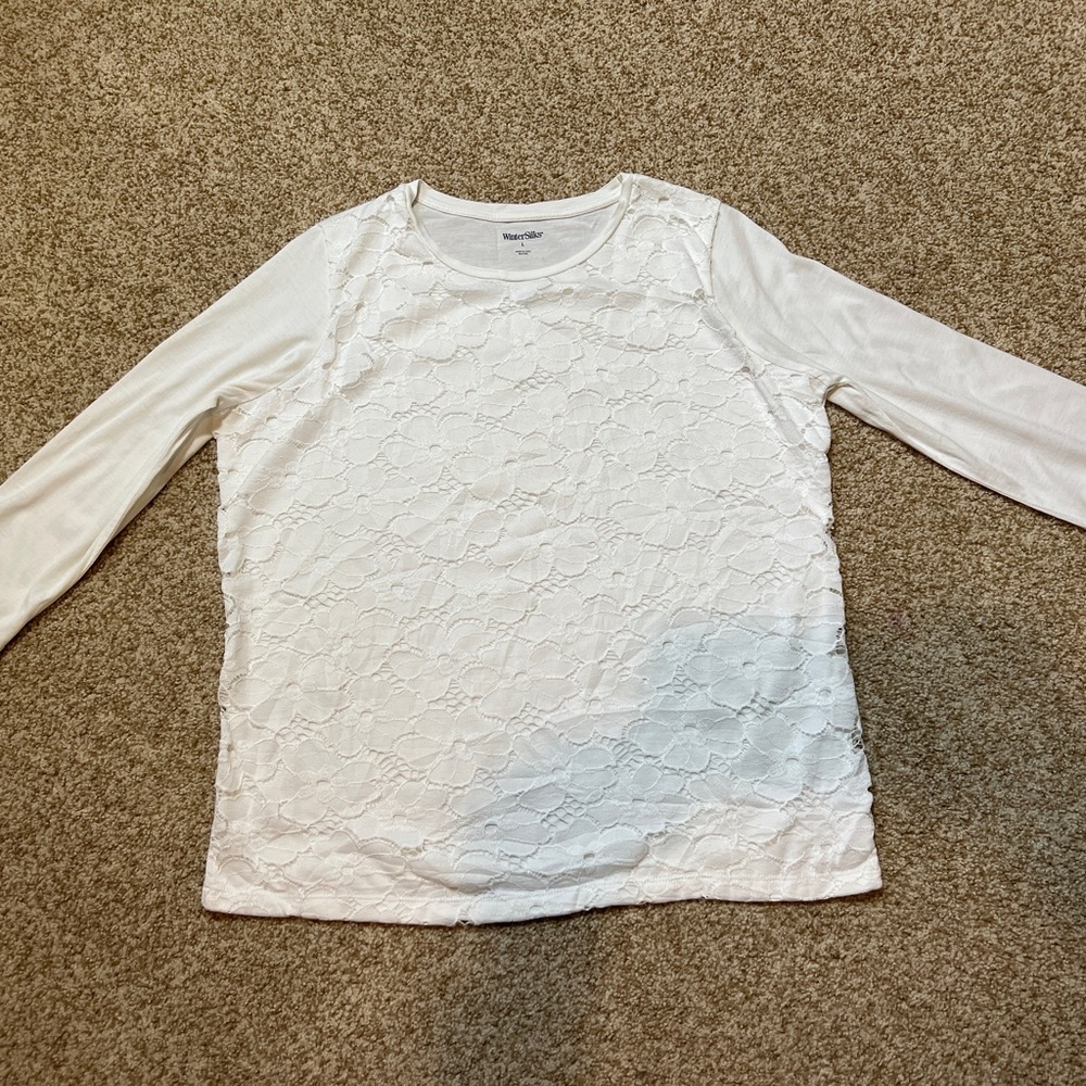 WinterSilks Pure Silk Lace Top – Ivory | Elegant Minimal Essential